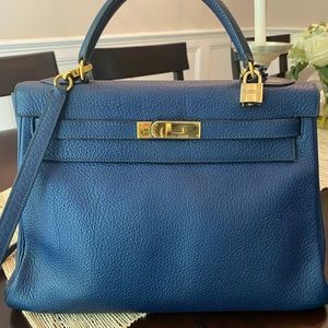 Hermes Kelly bag navy blue 32